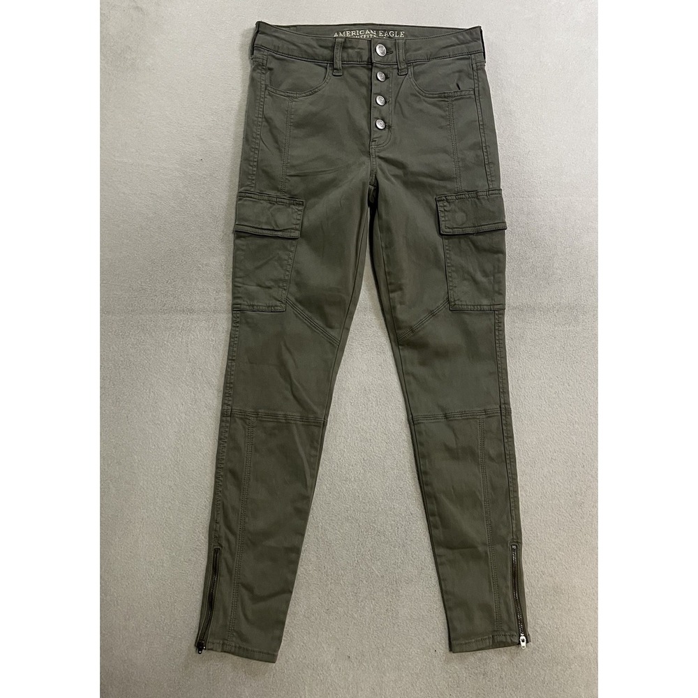 American Eagle Cargo Jeggings Women's 6 Green High Rise Super Super Stretch X